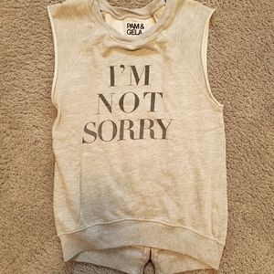 Pam & Gela Grey Sleevless Sweatshirt Top, Size Small
